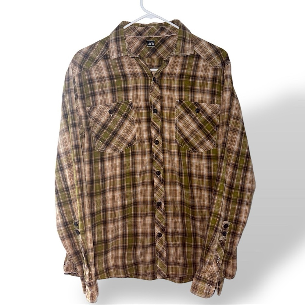 REI Western Plaid Button Up Longsleeve Shirt